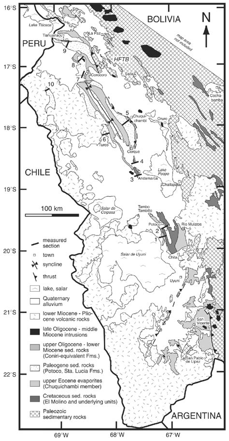 Geologic map of the Altiplano and surrounding region, depicting... | Download Scientific Diagram