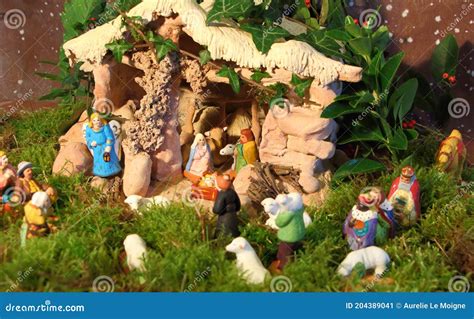 Nativity Scene with Christmas Crib Figures Stock Image - Image of ...