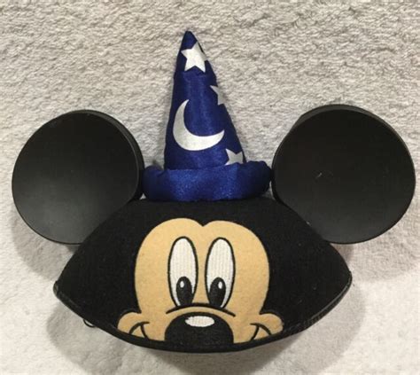 Walt Disney Mickey Mouse Hat Sorcerer Wizard Cap Ears One Size Fits ...