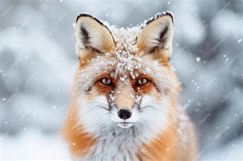 Premium AI Image | a fox is standing in the snow in the woods