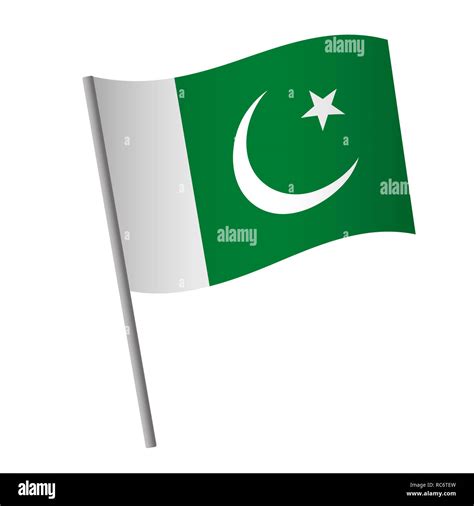 Pakistan flag icon. National flag of Pakistan on a pole illustration ...