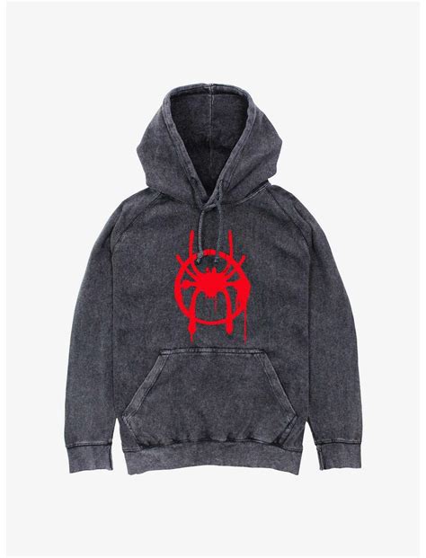 Marvel Spider-Man Miles Morales Spray Symbol Mineral Wash Hoodie ...