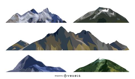 Isolated Mountain Illustration Set Vector Download