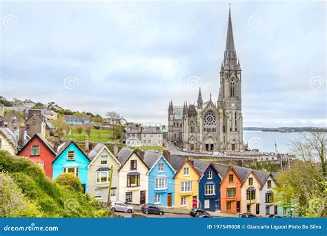 View of the Cathedral and Colored Houses in Cobh Stock Photo - Image of history, aerial: 197549008