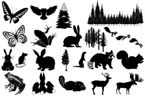 Forest Animal Silhouettes AI EPS PNG (279174) | Illustrations | Design Bundles