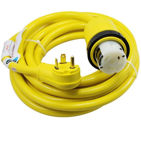 Conntek 35 ft. 10/3 RV/Marine Power Cord 30 Amp RV TT-30P Male Plug to 50 Amp RV/Marine Locking ...