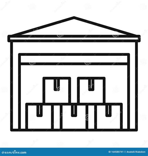 Warehouse Building Icon, Outline Style Stock Vector - Illustration of cargo, lift: 164580741