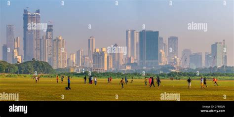 MUMBAI, INDIA - December 29, 2021: Kids playing football in a park in ...