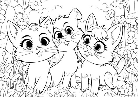 Three cats, Disney - Pixar style - Cats Adult Coloring Pages