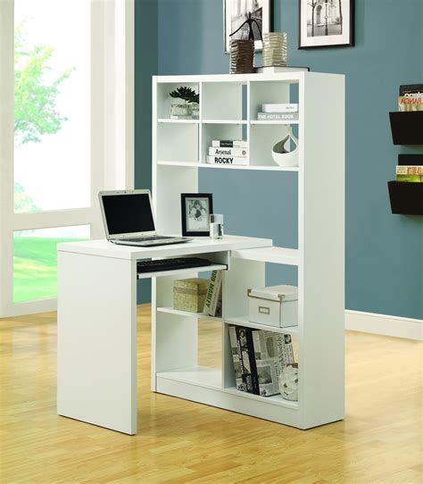 Modern Office Desk & Bookcase Combination in White Finish – OfficeDesk.com