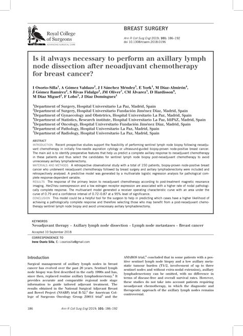 (PDF) Is it always necessary to perform an axillary lymph node ...