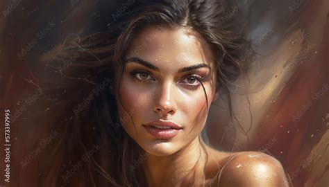 beautiful woman face, painting of a woman with sexy look, AI, picture ...