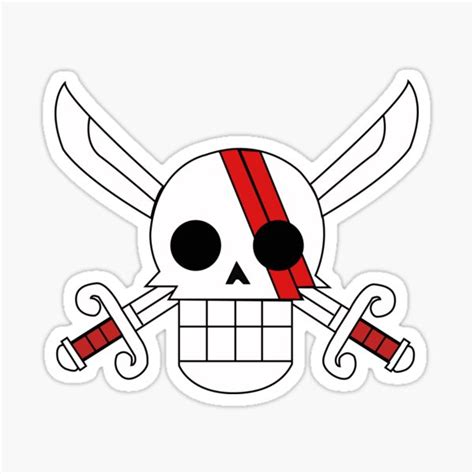 "Red Hair Pirates One piece Anime skull jolly roger" Sticker for Sale ...