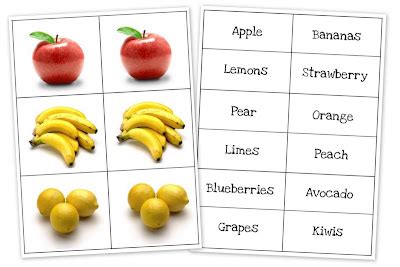 Fruit and Vegetable Matching Cards {Preschool Printables}