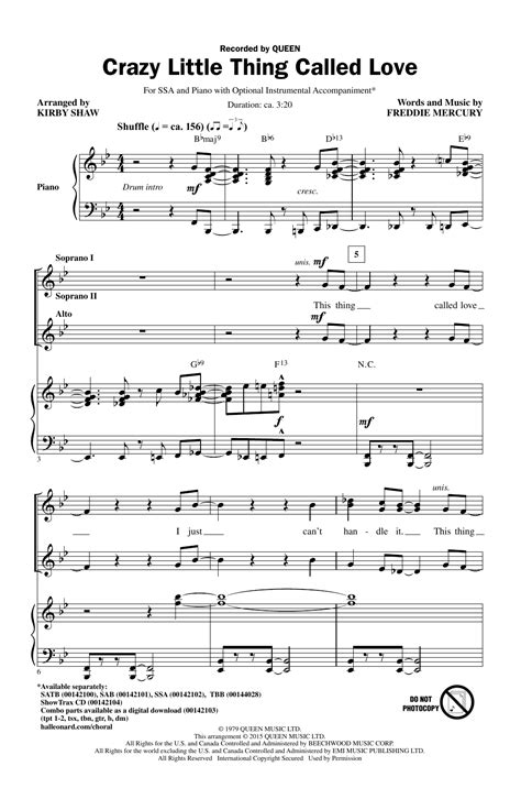 Crazy Little Thing Called Love (arr. Kirby Shaw) Sheet Music | Queen ...