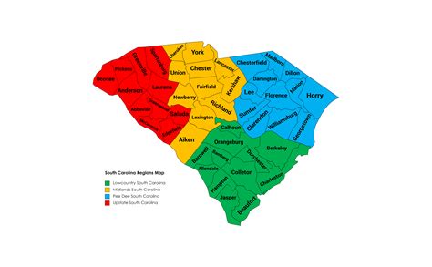 South Carolina County Map With Regions