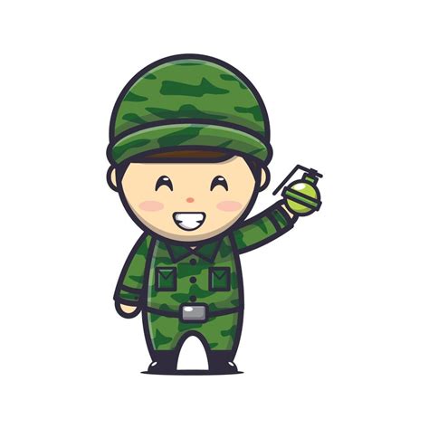 cute boy army cartoon mascot illustration 5457947 Vector Art at Vecteezy