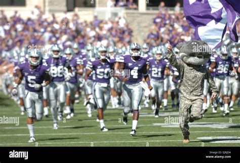 Wildcat Willie, the Kansas State University Mascot, runs on to the ...