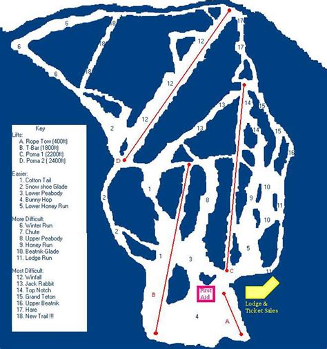 Hickory Ski Center Piste Map / Trail Map