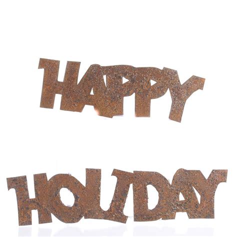 Rusty Tin " Happy Holiday" Word Cutouts - Signs and Frames - Primitive ...