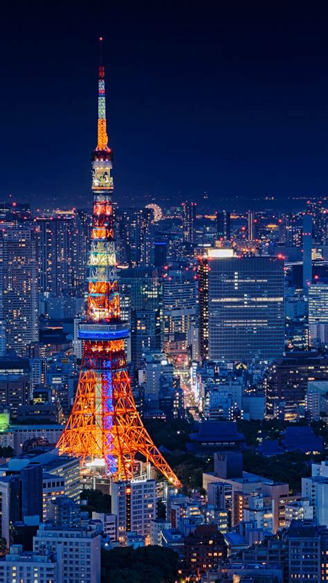 Tokyo Tower Japan Night Cityscape 4K Ultra HD Mobile Wallpaper