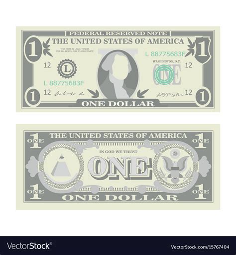 1 dollar banknote cartoon us currency two Vector Image