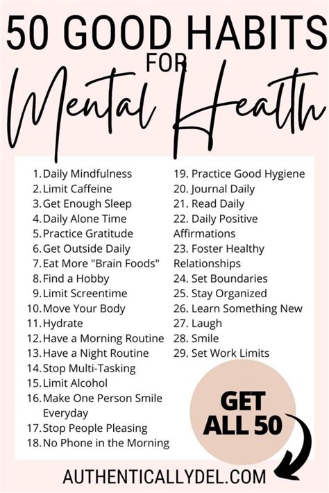 50 Good Habits for Mental Health and Happiness - Authentically Del