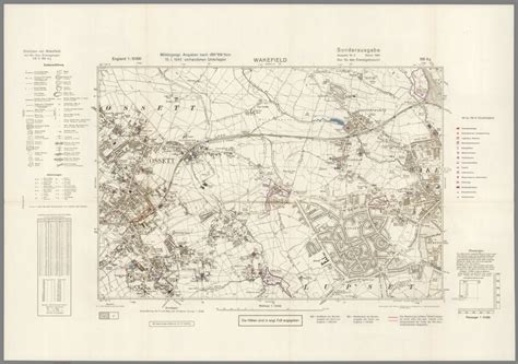 Street Map of Wakefield, England with Military-Geographic Features. BB ...