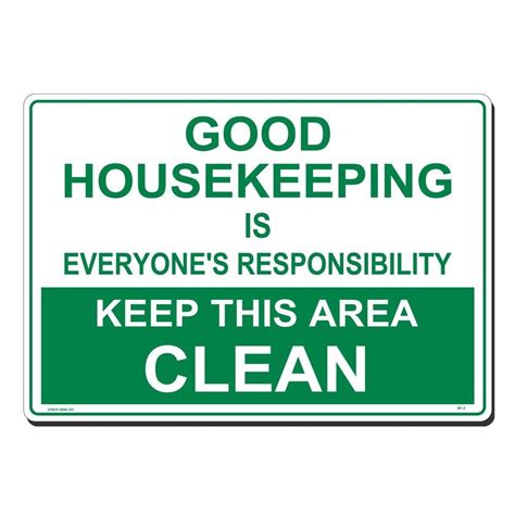 20 in. x 14 in. Green on White Plastic Good Housekeeping is Everyone's ...