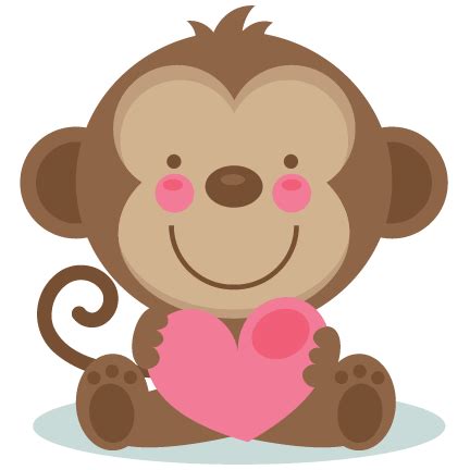 Cute Valentine Monkey scrapbook cuts SVG cutting files doodle cut files ...