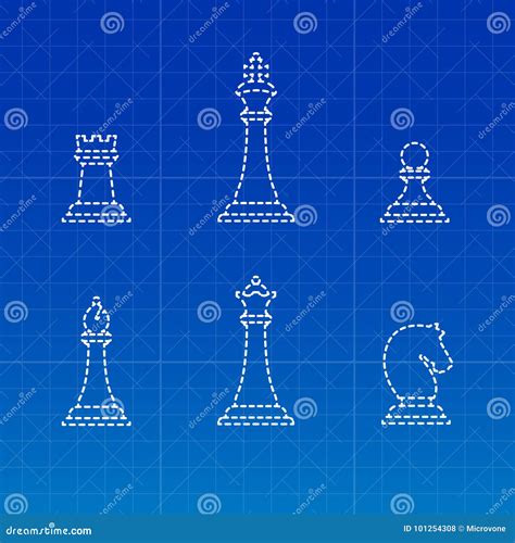 White Chess Pieces Silhouettes Stock Vector - Illustration of piece ...