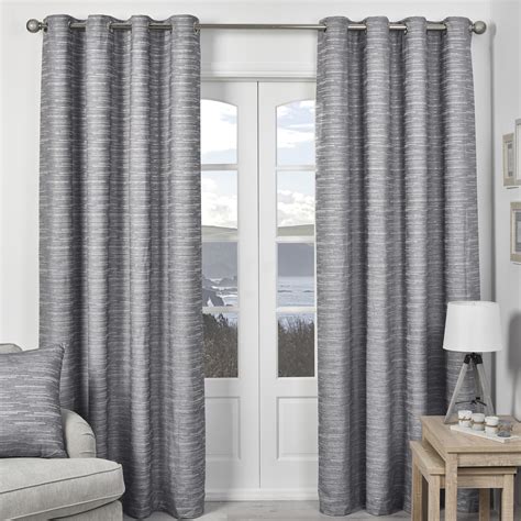 Chenille Eyelet Grey Lined Curtains