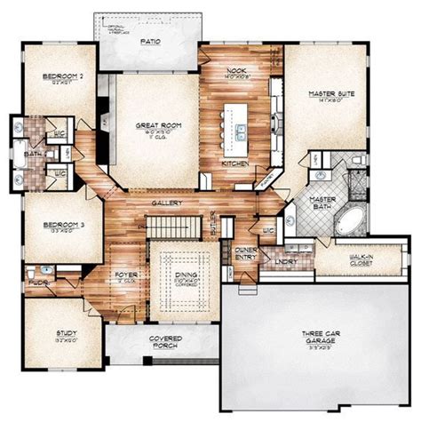 The Durango model plan features a compelling foyer and gallery create a memorable entrance to ...