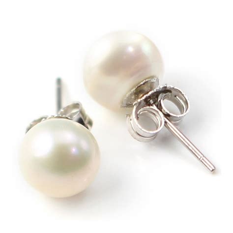 Boucles d'oreilles argent 925 perle de culture d'eau douce 8mm x 2pcs