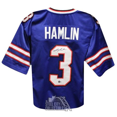 Damar Hamlin Autographed Buffalo Custom Blue Football Jersey - BAS ...