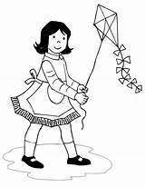 Kids Flying Kites Coloring Page Pages sketch template