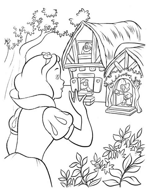 Snow White and the House of the Dwarfs coloring book to print and online