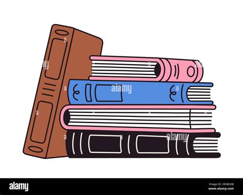 Stack of books cartoon doodle drawing. Library ore home reading vector illustration Stock Vector ...