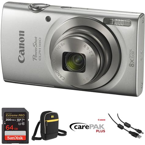 Canon PowerShot ELPH 180 Digital Camera Deluxe Kit (Silver) B&H