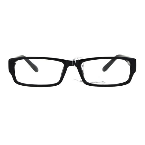 Mens Classic Narrow Rectangular Plastic Clear Lens Eye Glasses Black - Walmart.com