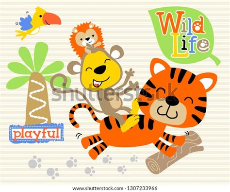 Group Cute Animals Cartoon Playing Stock Vector (Royalty Free) 1307233966 | Shutterstock