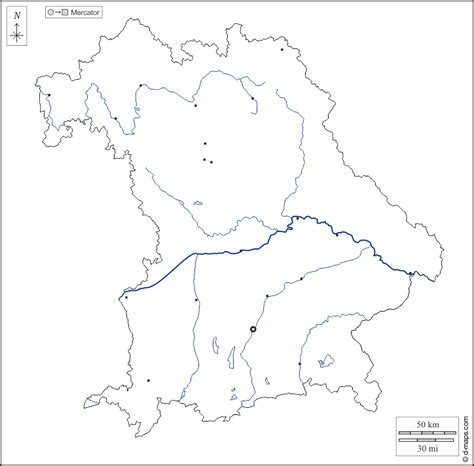 Stumme Karte Bayern Flüsse / StepMap - Bayern - Landkarte für Deutschland