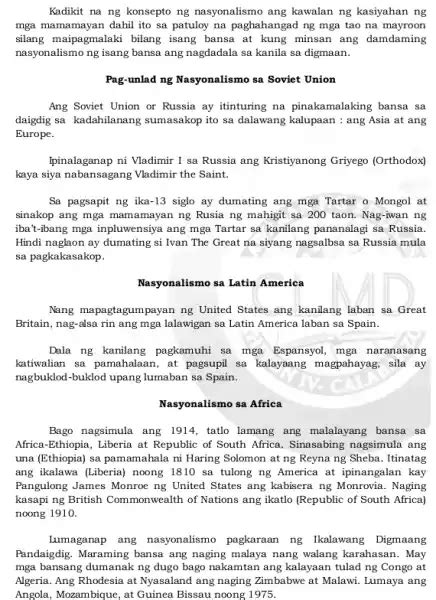 kadikit na ng konsepto ng nasyonalismo ang kawalan ng kasiyahan ng mga ...