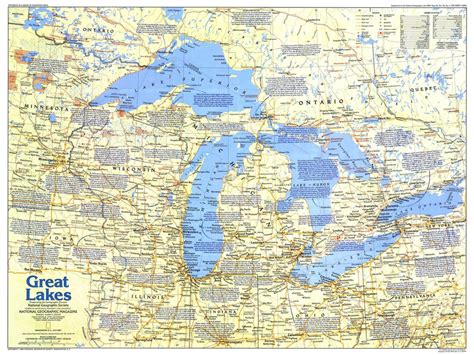 Great Lakes Map - Published 1987 National Geographic | Shop Mapworld