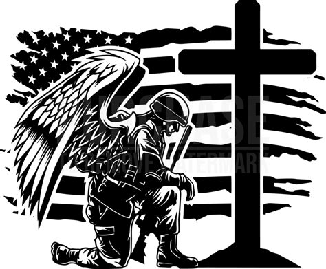 USA Soldier Kneeling At Cross SVG, Veteran SVG, American Soldier SVG