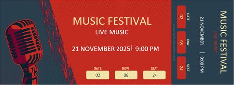 Music Festival Event Ticket Templates for Word | Download