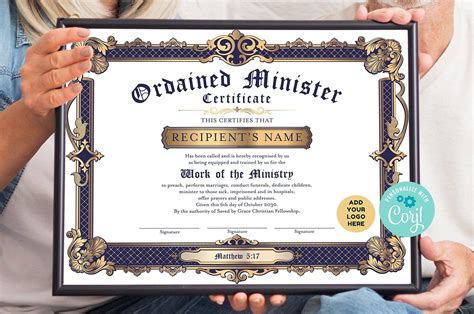 Editable Certificate of Ordination Template DIY Ordained - Etsy ...