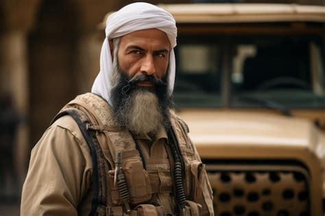 Premium Photo | A bearded man with a white turban standing in front of ...