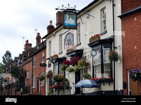 The Swan pub and Swan Street, Alvechurch, Worcestershire, England, UK ...