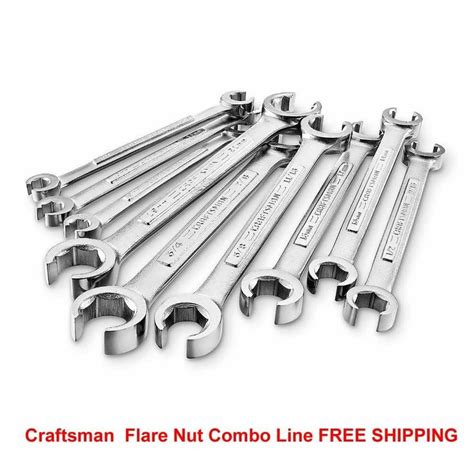 Craftsman 9 pc Standard SAE Metric Flare Nut Combination Line Wrench ...